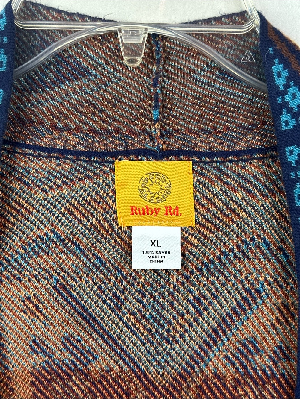 Ruby Rd. Multicolor Boho Open-Front Fringe Cardigan, size XL - Picture 2 of 6